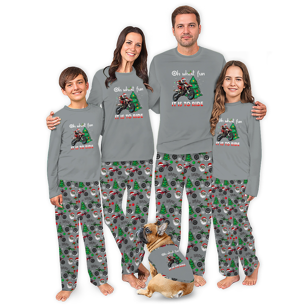 Santa Motocross Christmas Pajamas Saying Oh What Fun It is To Ride Santa Motocross Christmas Pajamas Saying Oh What Fun It is To Ride