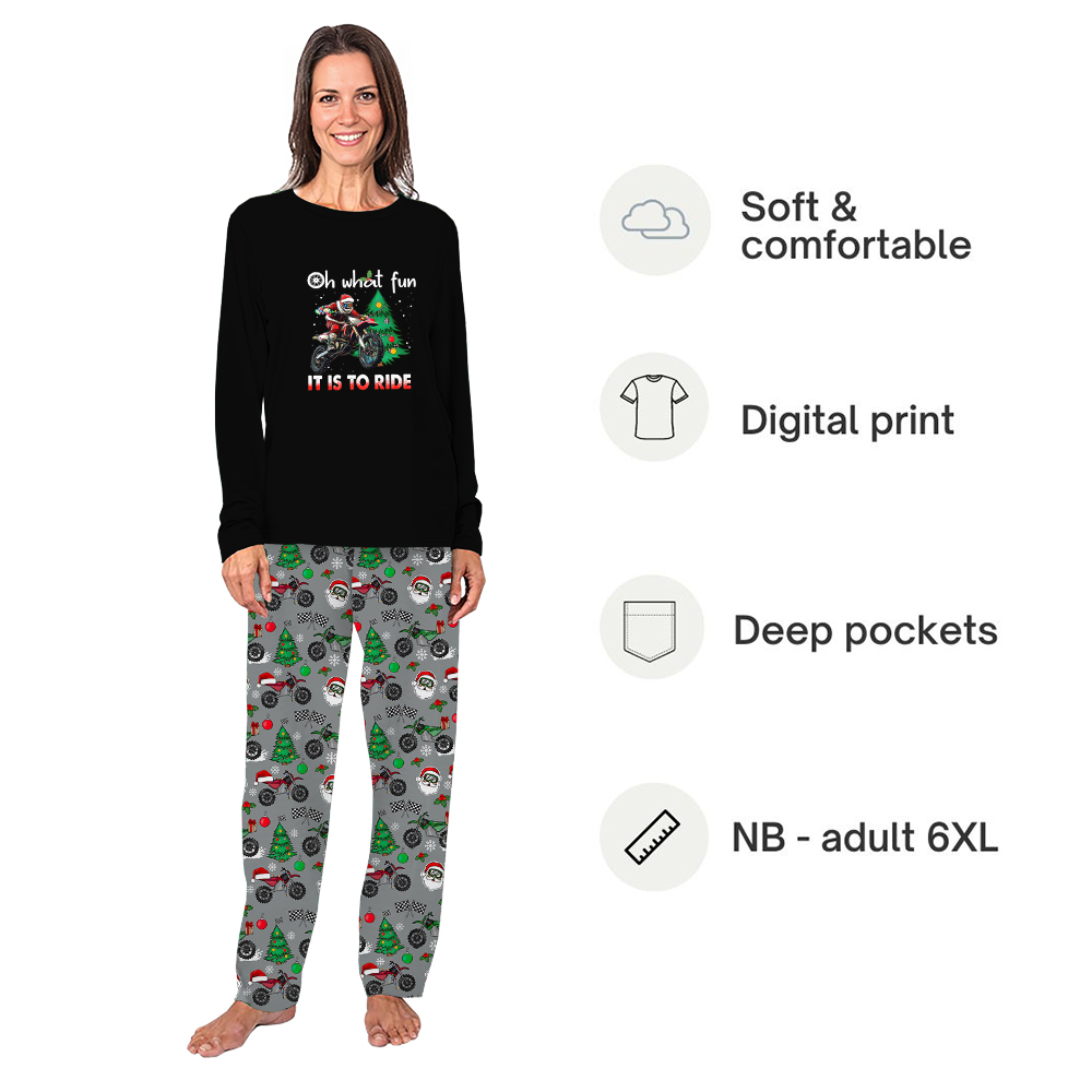 Santa Motocross Christmas Pajamas Saying Oh What Fun It is To Ride Santa Motocross Christmas Pajamas Saying Oh What Fun It is To Ride