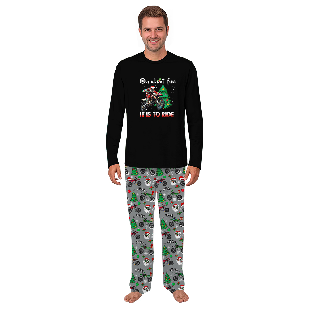 Santa Motocross Christmas Pajamas Saying Oh What Fun It is To Ride Santa Motocross Christmas Pajamas Saying Oh What Fun It is To Ride