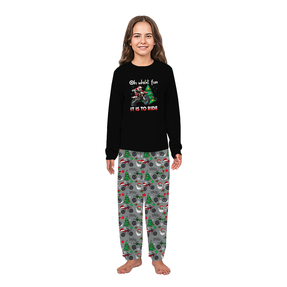Santa Motocross Christmas Pajamas Saying Oh What Fun It is To Ride Santa Motocross Christmas Pajamas Saying Oh What Fun It is To Ride