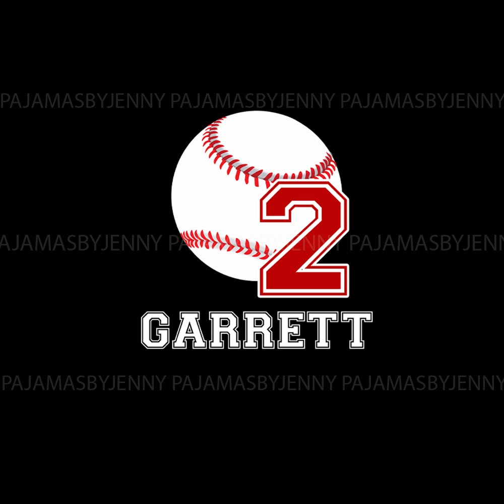 Christmas Baseball with Name and Number Personalized Pjs in Black Christmas Baseball with Name and Number Personalized Pjs in Black