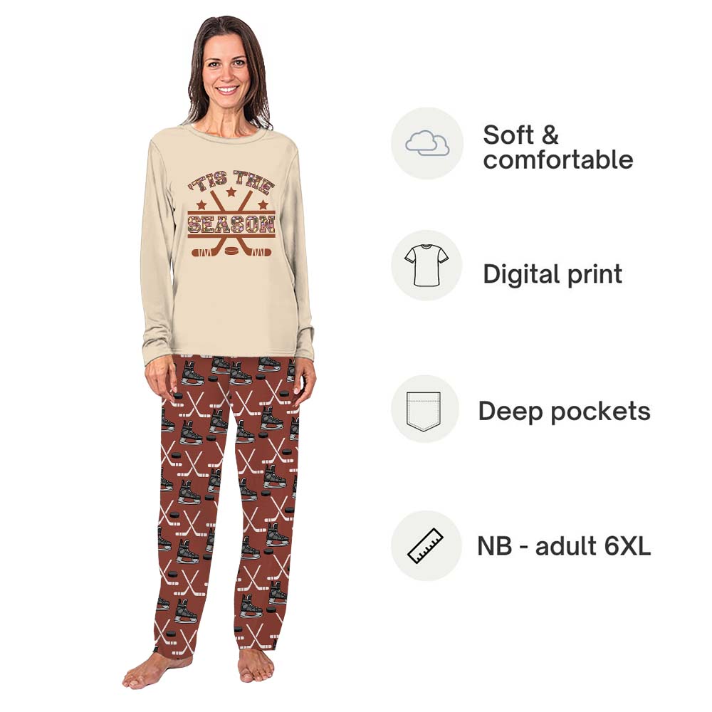 Cute Matching Hockey Christmas Pajamas Saying Tis The Season