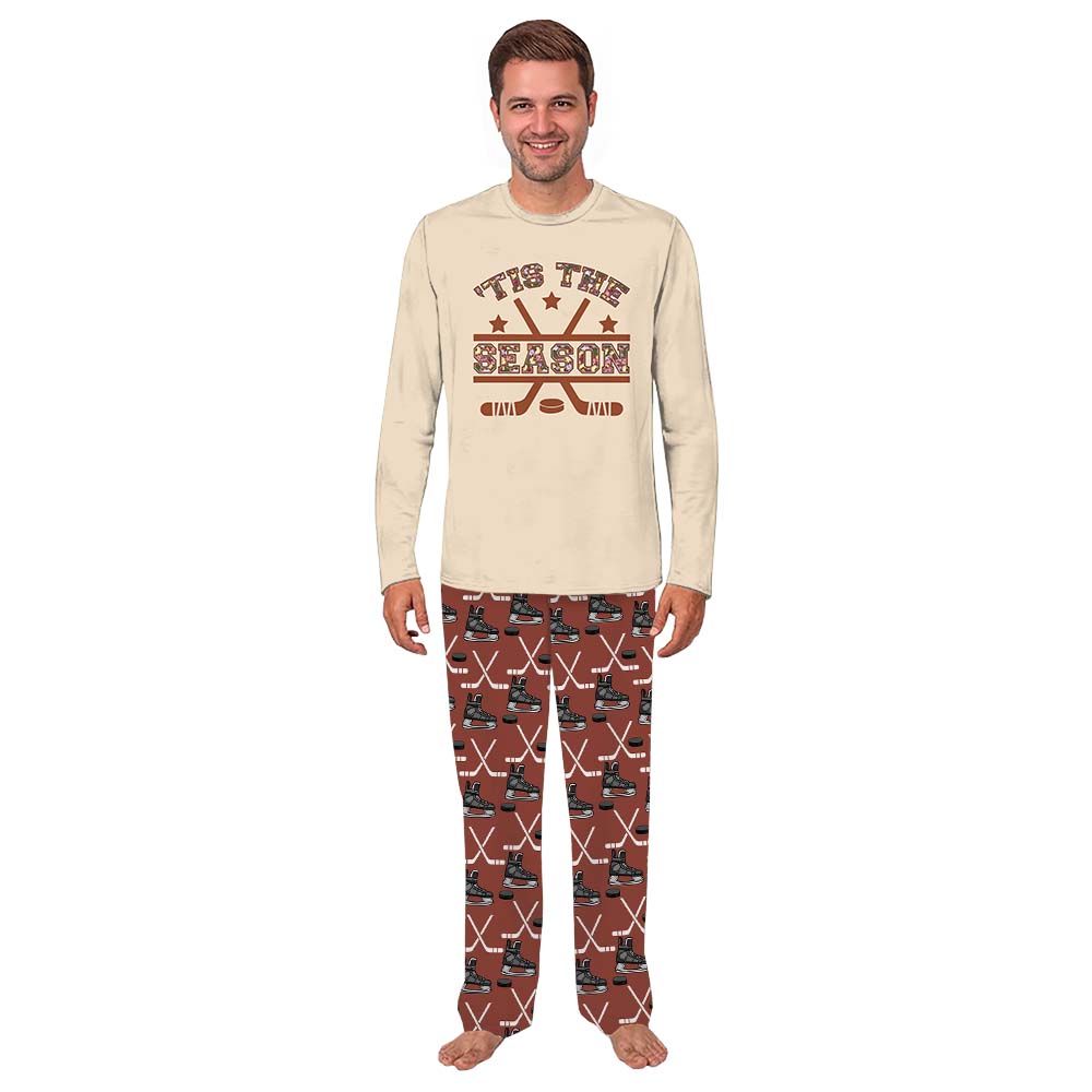 Cute Matching Hockey Christmas Pajamas Saying Tis The Season