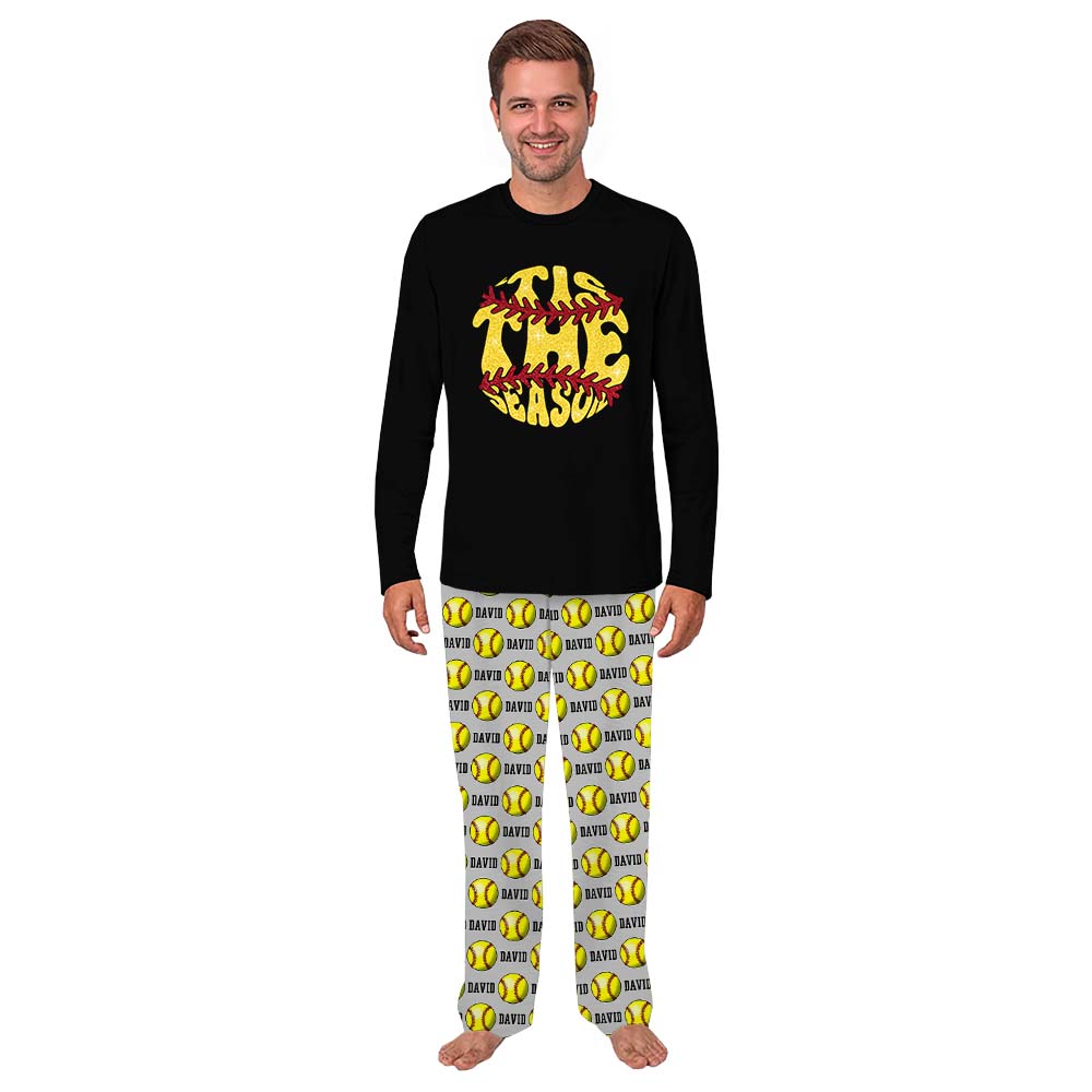 Tis The Season Softball Christmas Pajamas With Customizable Pants Tis The Season Softball Christmas Pajamas With Customizable Pants