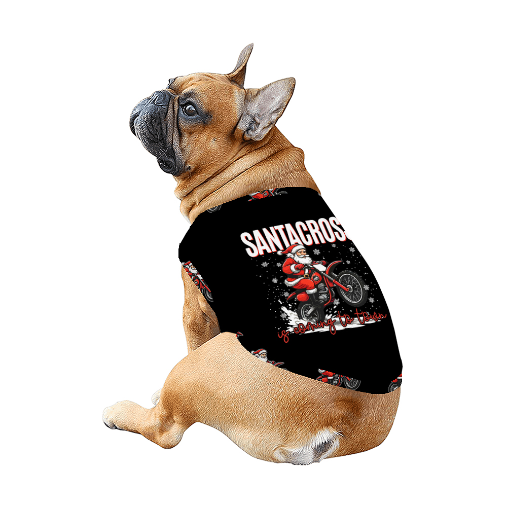 Santa Claus Riding Motorcycle Matching Xmas Pjs With Dog Santa Claus Riding Motorcycle Matching Xmas Pjs With Dog