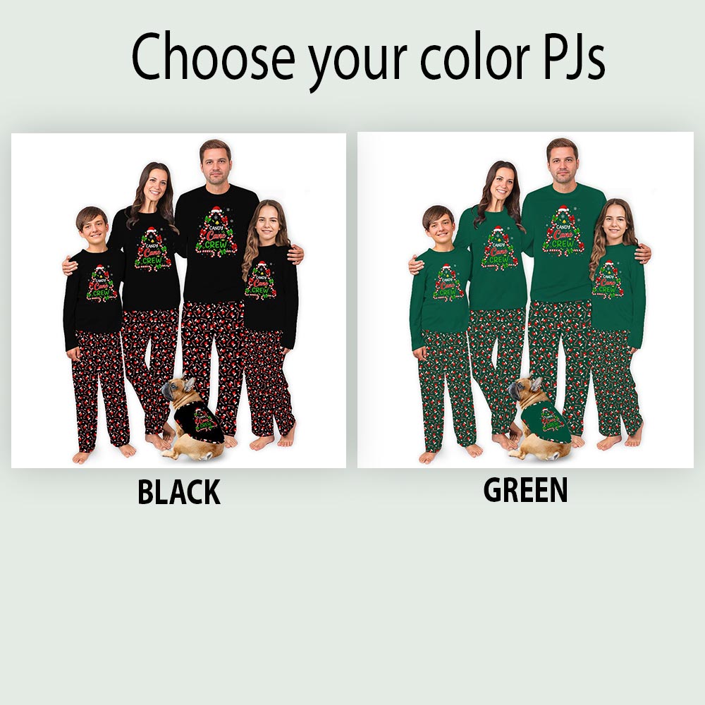 Green Candy Cane and Christmas Tree Holiday Pajama Sets Green Candy Cane and Christmas Tree Holiday Pajama Sets