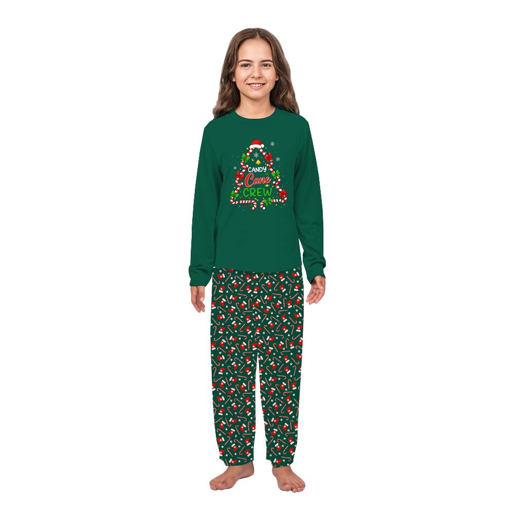 Green Candy Cane and Christmas Tree Holiday Pajama Sets Green Candy Cane and Christmas Tree Holiday Pajama Sets