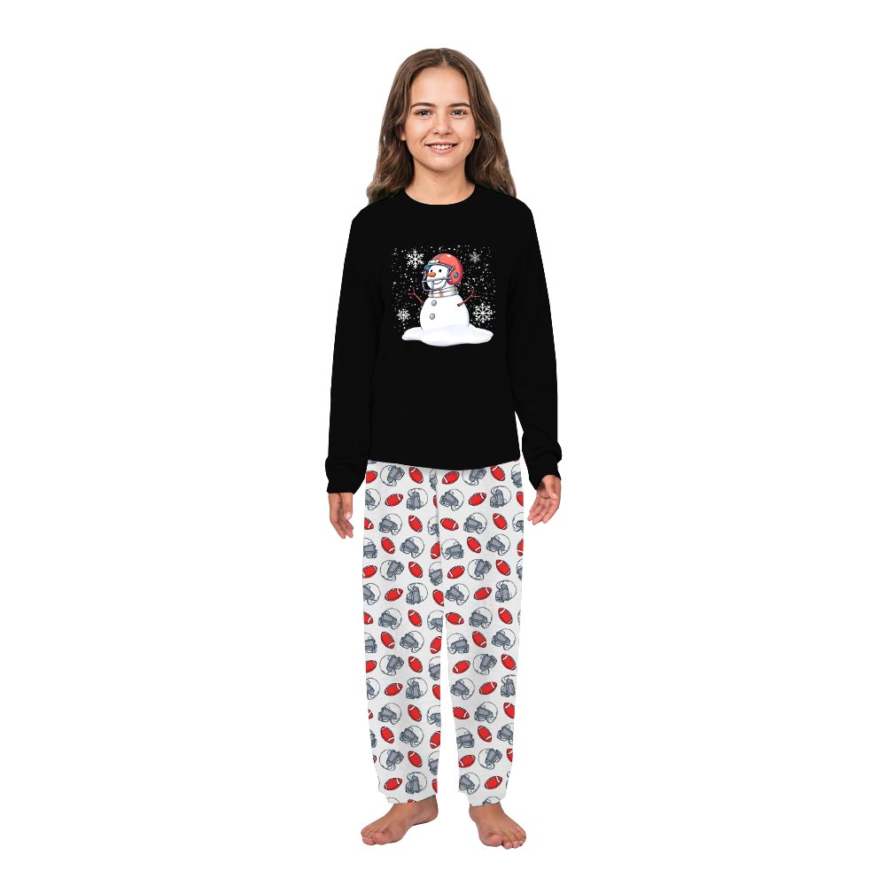Cute Snowman with Football Theme Family Christmas Pajamas Cute Snowman with Football Theme Family Christmas Pajamas
