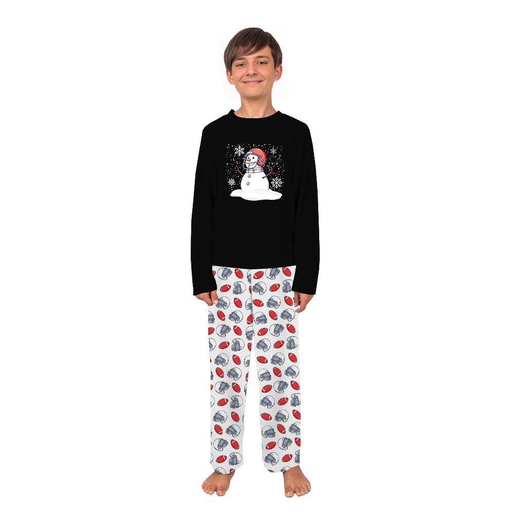 Cute Snowman with Football Theme Family Christmas Pajamas Cute Snowman with Football Theme Family Christmas Pajamas