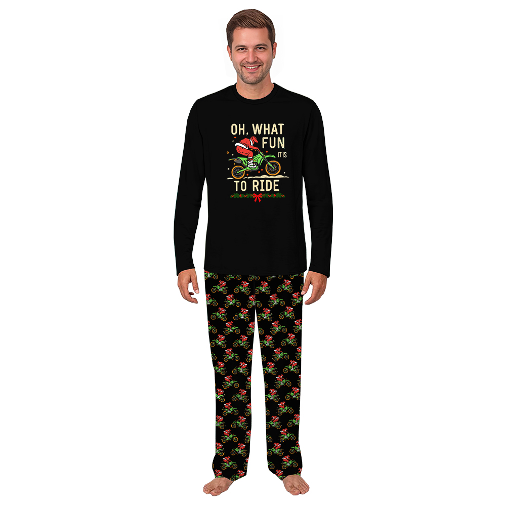 Oh What Fun It is To Ride Santa Riding Bike Christmas Pajamas