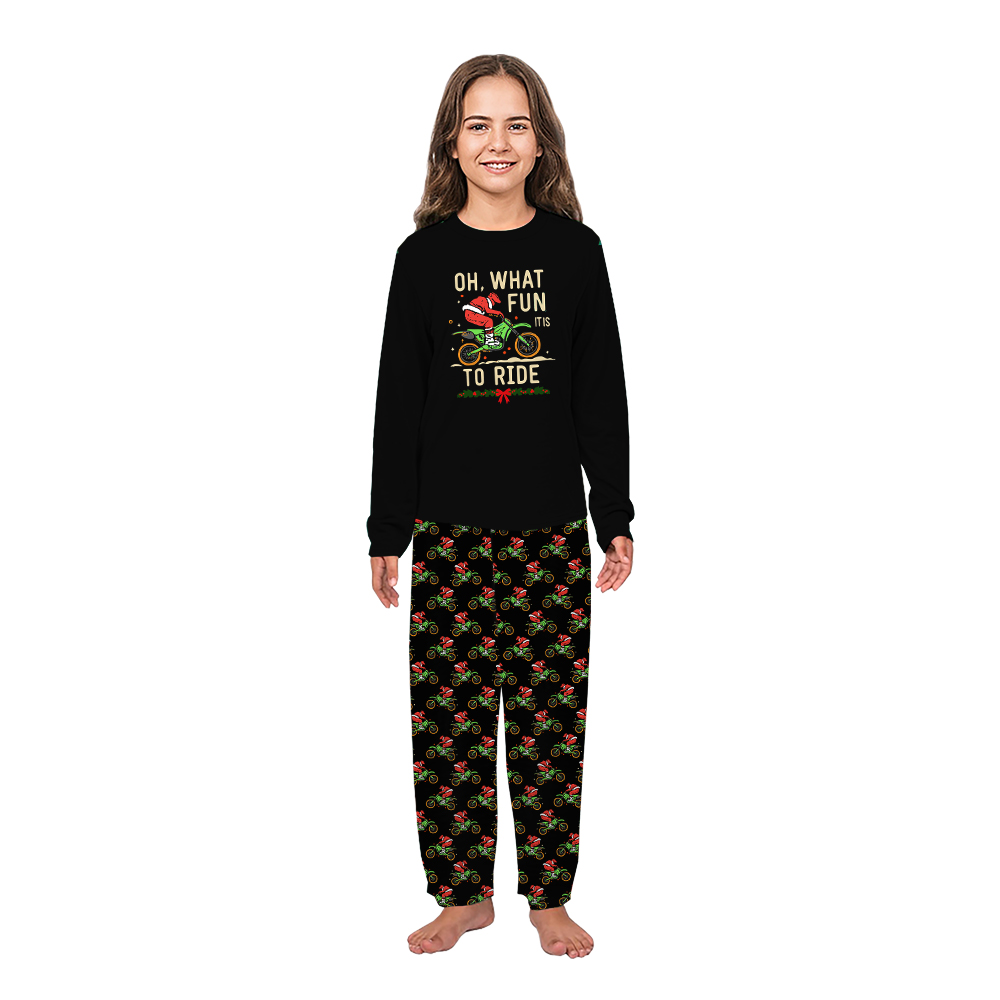 Oh What Fun It is To Ride Santa Riding Bike Christmas Pajamas
