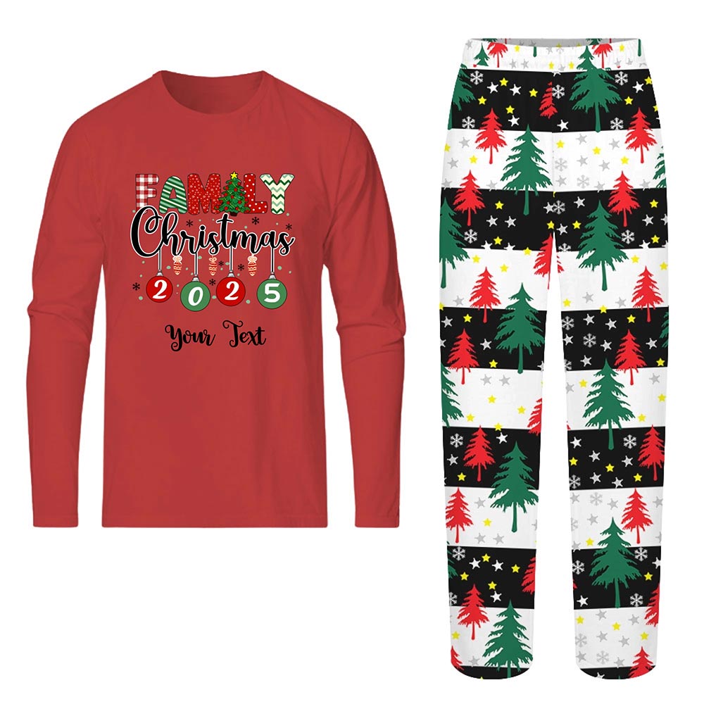 Text Personalized Christmas Jammies with Festive Christmas Theme Text Personalized Christmas Jammies with Festive Christmas Theme