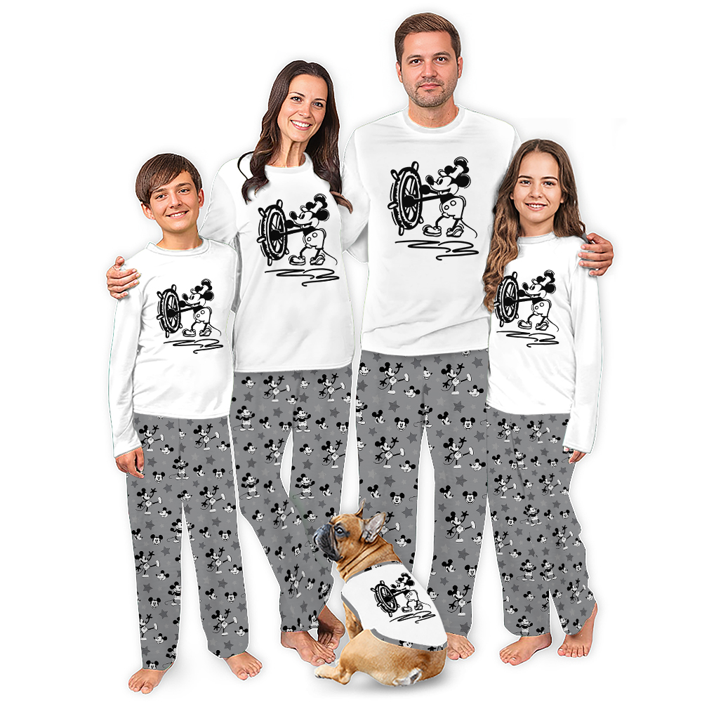 Steamboat Willie Mouse Cute Family Pajamas For Christmas