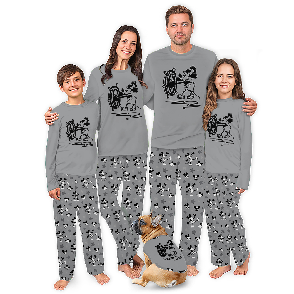 Steamboat Willie Mouse Cute Family Pajamas For Christmas