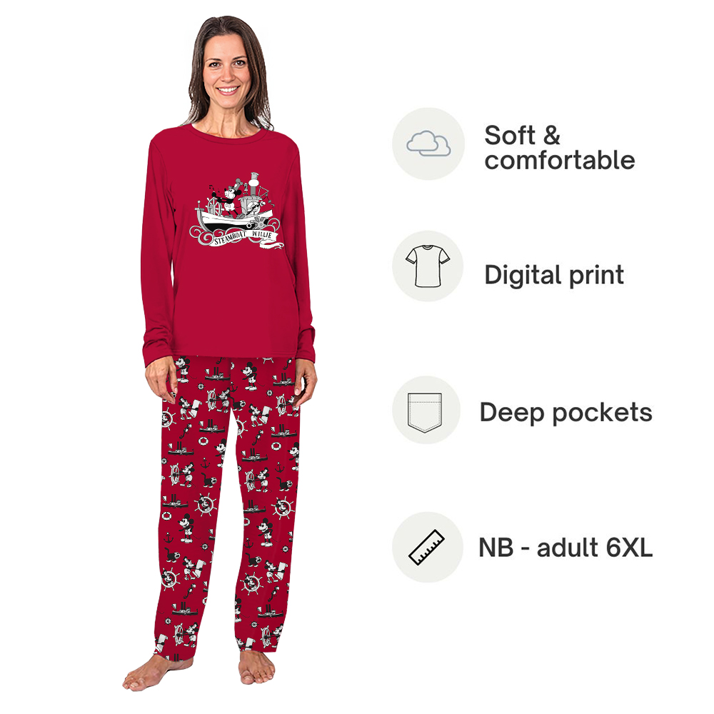 Funny Steamboat Willie Mouse Family Christmas Pajamas Including Dog Funny Steamboat Willie Mouse Family Christmas Pajamas Including Dog