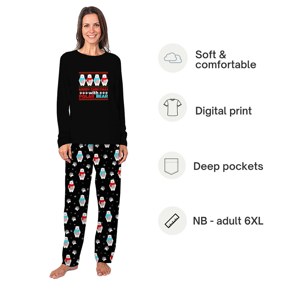 Polar Bear Merry Christmas Pajamas Matching Family Sleepwear Polar Bear Merry Christmas Pajamas Matching Family Sleepwear
