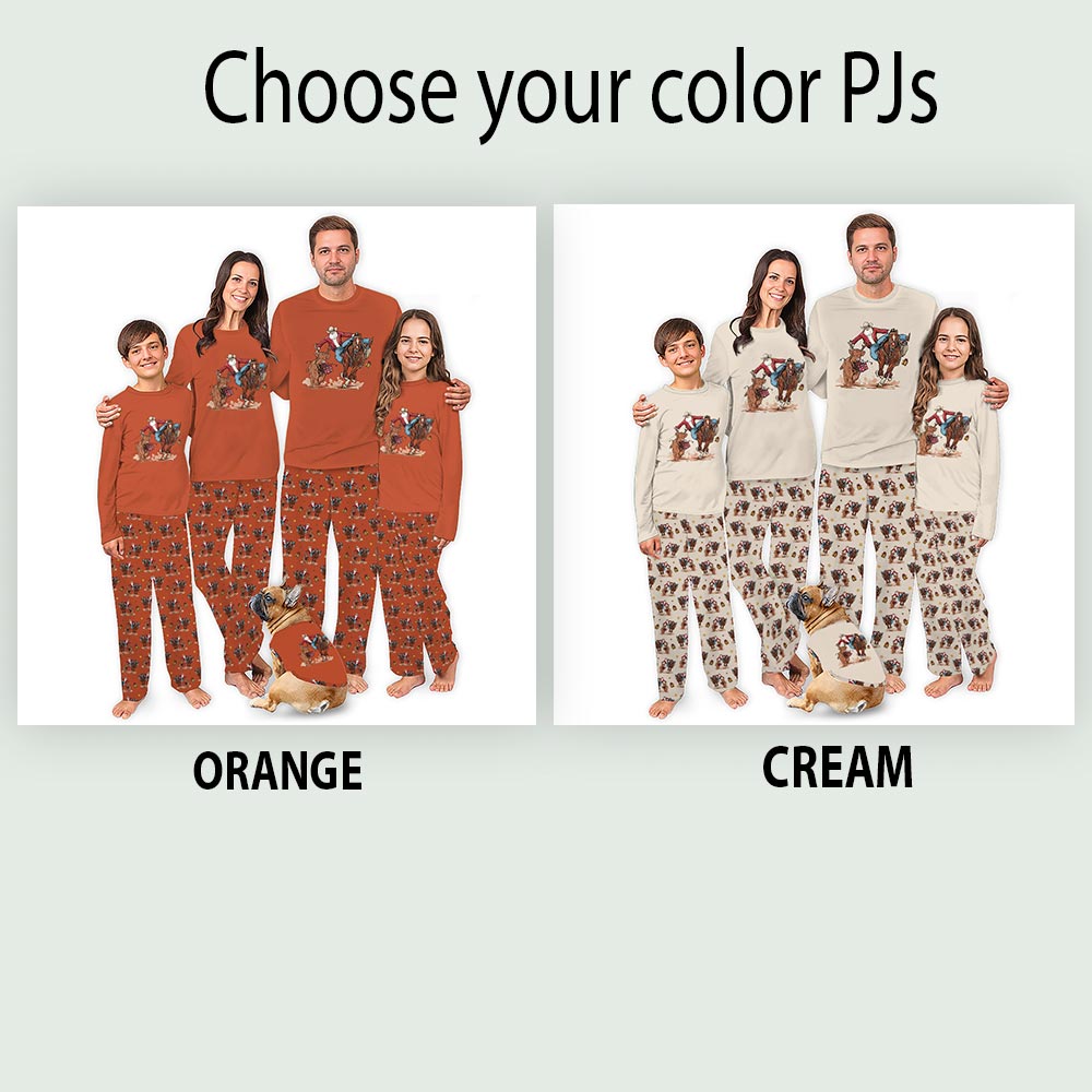 Christmas Western Pajamas With Santa Cowboy Matching Family