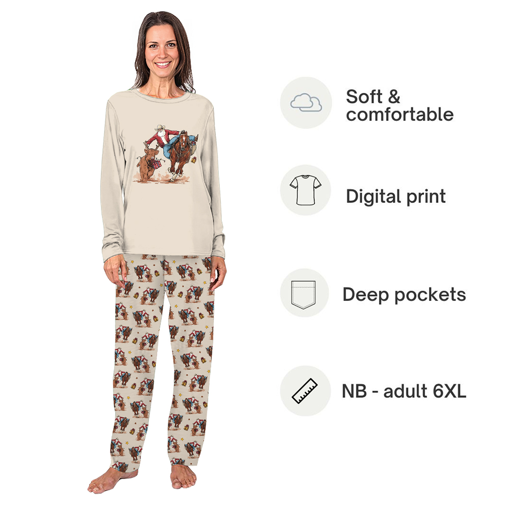 Christmas Western Pajamas With Santa Cowboy Matching Family