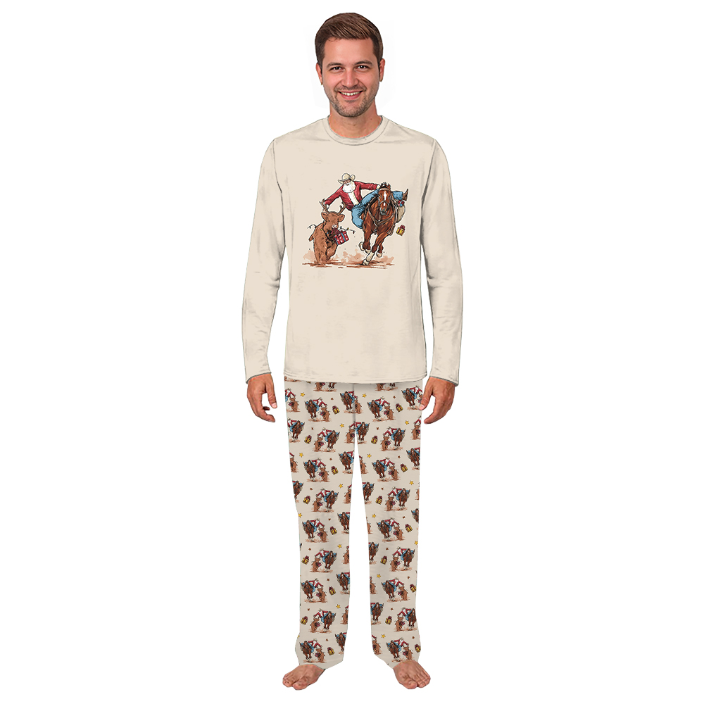 Christmas Western Pajamas With Santa Cowboy Matching Family