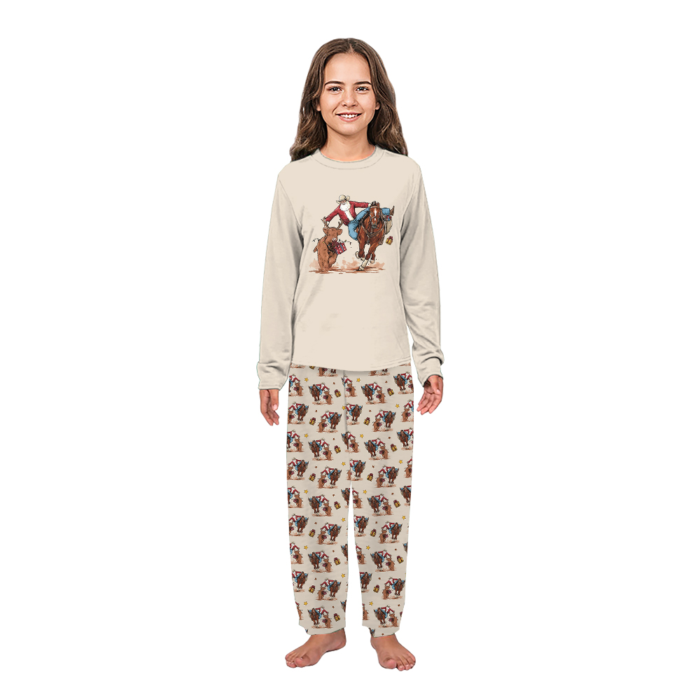 Christmas Western Pajamas With Santa Cowboy Matching Family