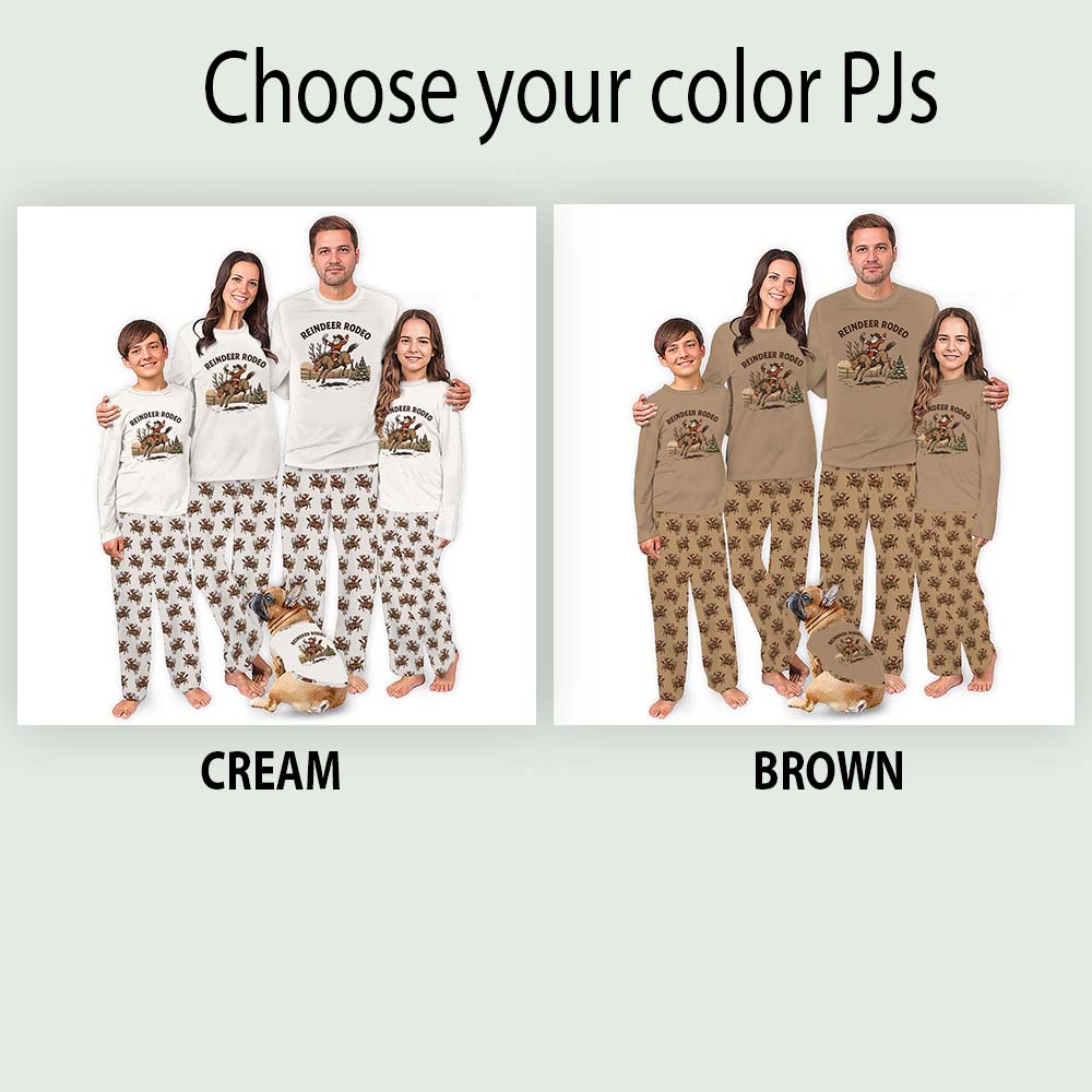 Reindeer Rodeo Matching Human And Dog Christmas Pajamas Reindeer Rodeo Matching Human And Dog Christmas Pajamas