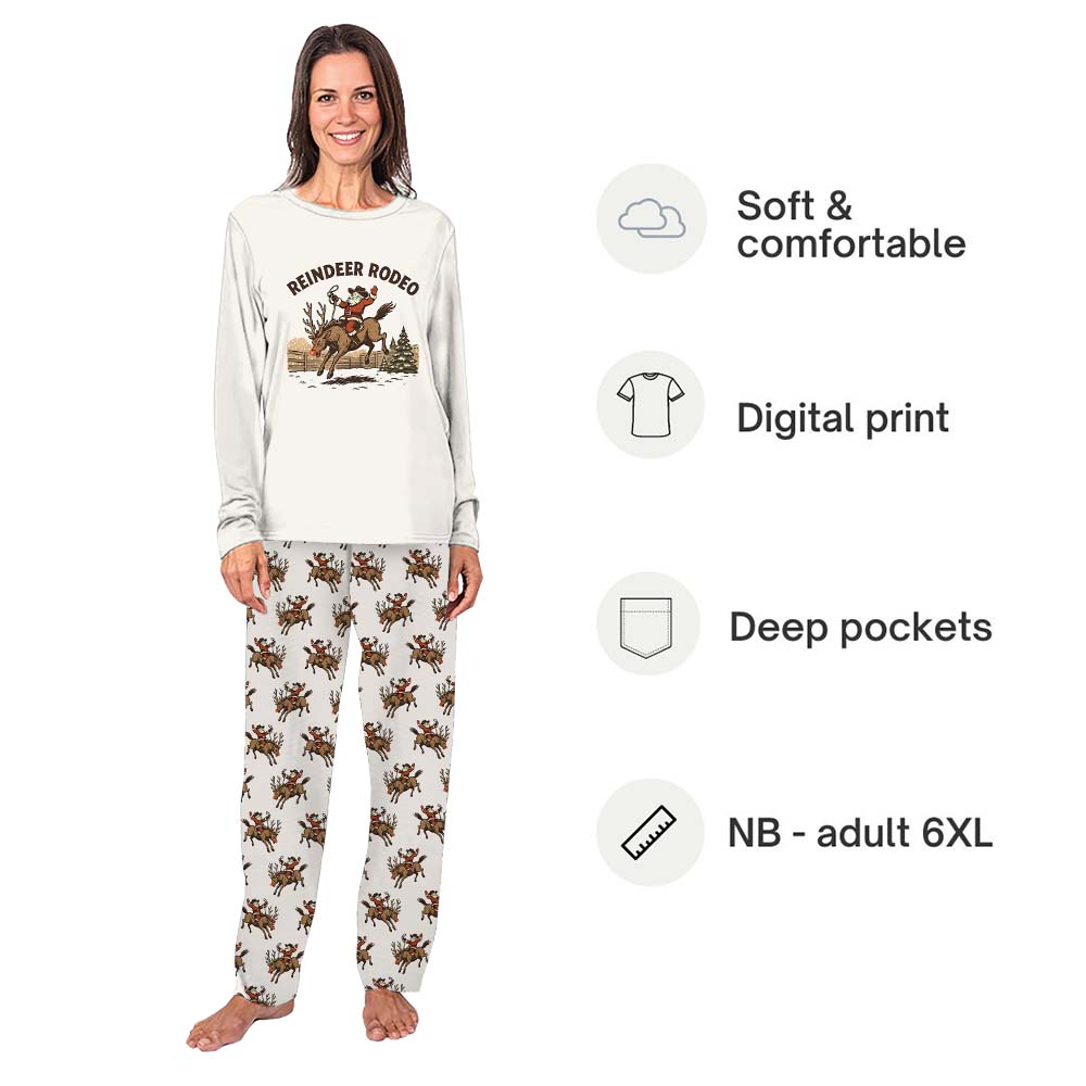 Reindeer Rodeo Matching Human And Dog Christmas Pajamas Reindeer Rodeo Matching Human And Dog Christmas Pajamas