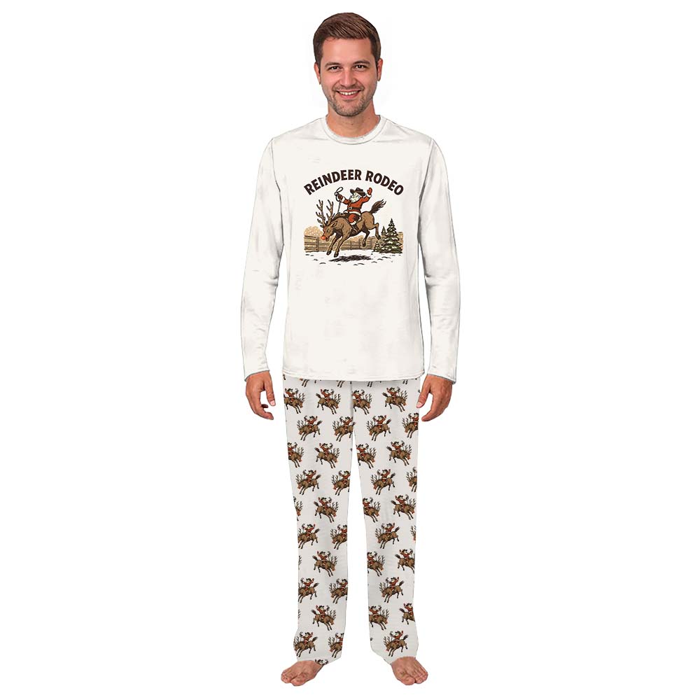 Reindeer Rodeo Matching Human And Dog Christmas Pajamas Reindeer Rodeo Matching Human And Dog Christmas Pajamas
