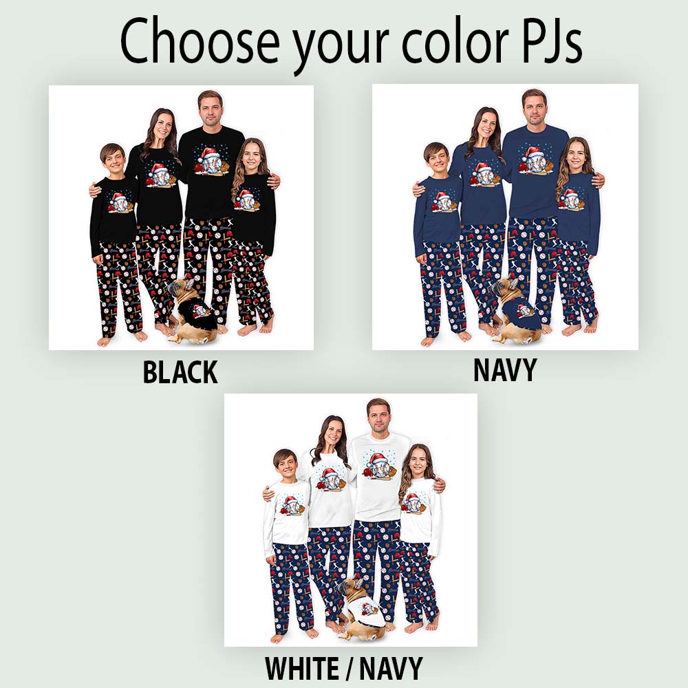 Navy Family Baseball Christmas Pajamas With Pockets