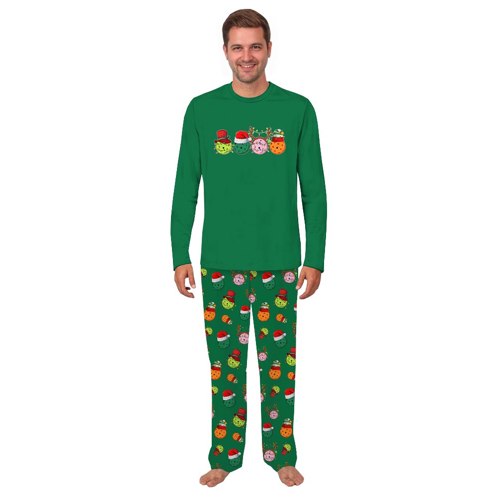 Festive Pickleballs with Christmas Theme Family Dog Matching Pajamas