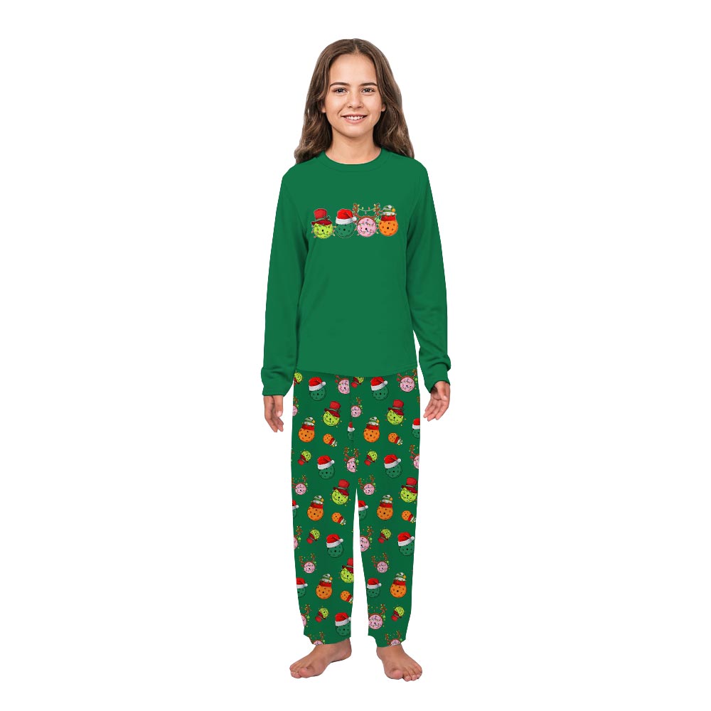 Festive Pickleballs with Christmas Theme Family Dog Matching Pajamas