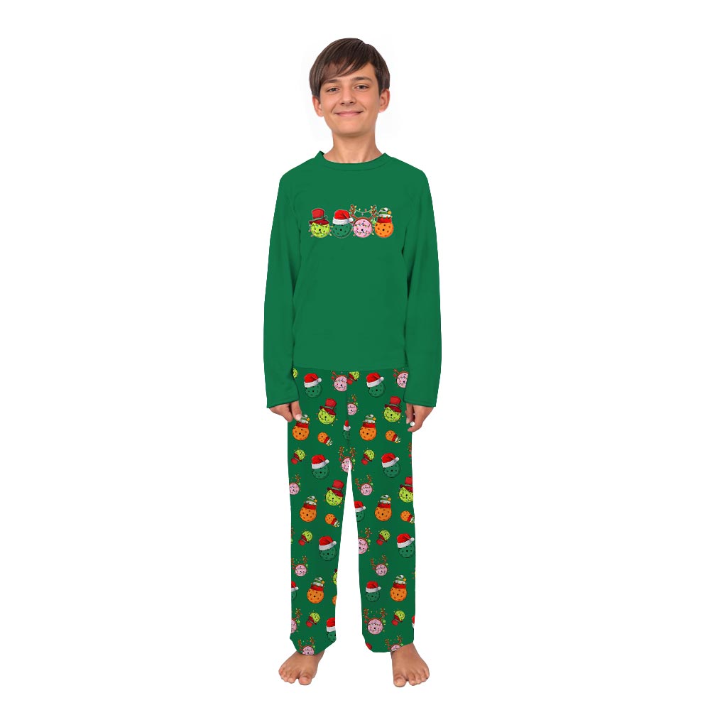 Festive Pickleballs with Christmas Theme Family Dog Matching Pajamas