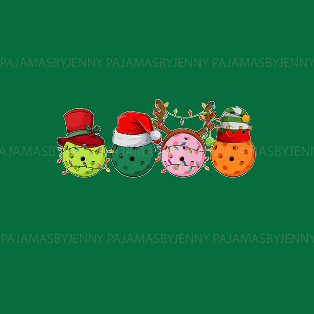 Festive Pickleballs with Christmas Theme Family Dog Matching Pajamas