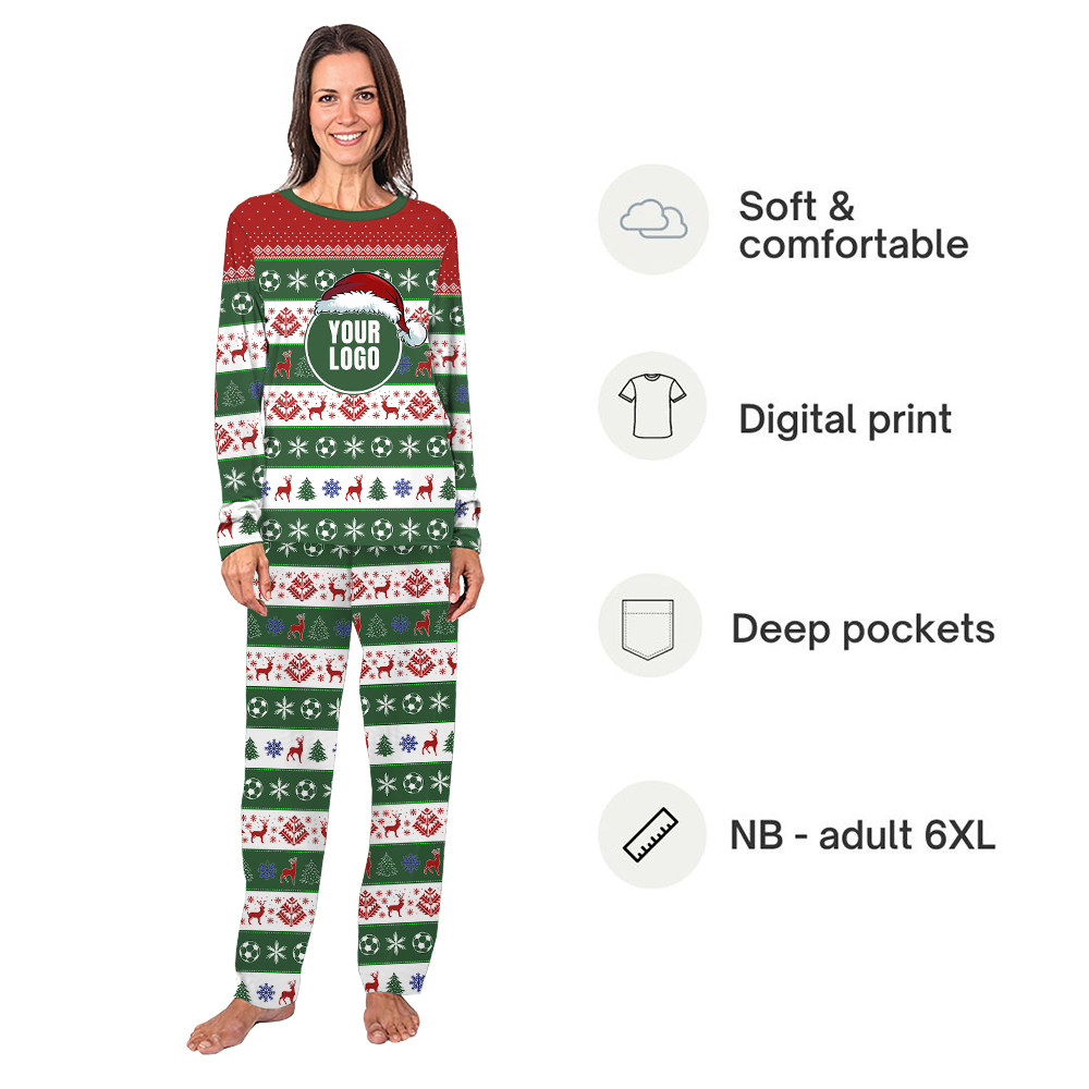 Custom Logo Christmas Soccer Pajamas For Group and Team Matching Custom Logo Christmas Soccer Pajamas For Group and Team Matching