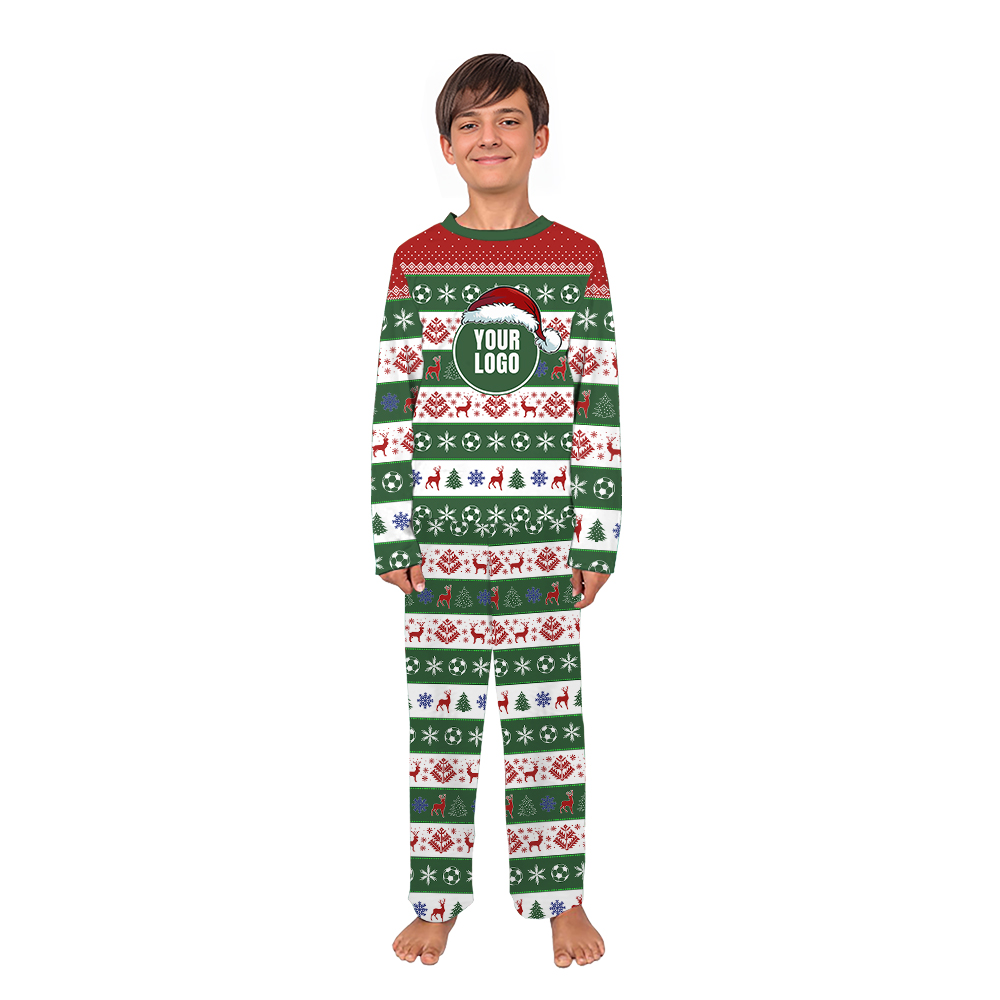Custom Logo Christmas Soccer Pajamas For Group and Team Matching Custom Logo Christmas Soccer Pajamas For Group and Team Matching