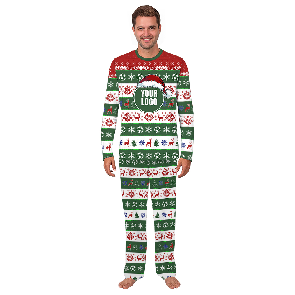 Custom Logo Christmas Soccer Pajamas For Group and Team Matching Custom Logo Christmas Soccer Pajamas For Group and Team Matching