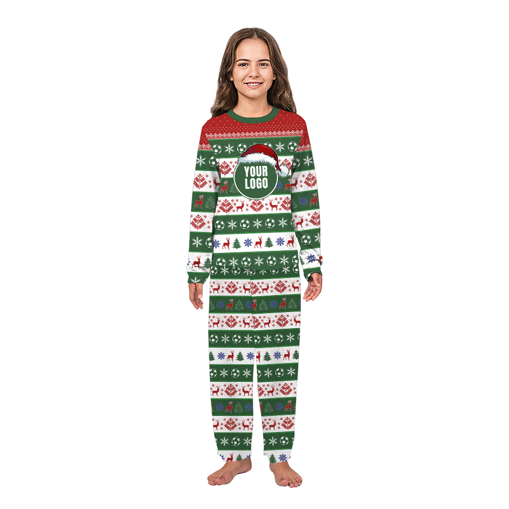 Custom Logo Christmas Soccer Pajamas For Group and Team Matching Custom Logo Christmas Soccer Pajamas For Group and Team Matching