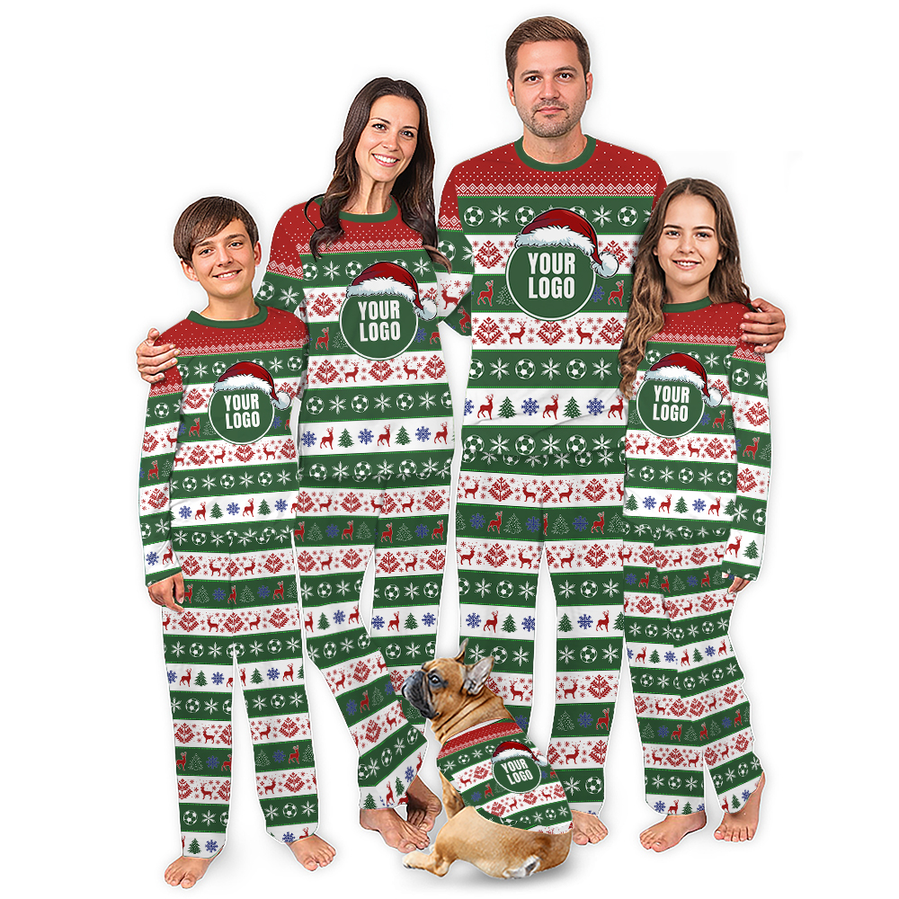Custom Logo Christmas Soccer Pajamas For Group and Team Matching Custom Logo Christmas Soccer Pajamas For Group and Team Matching