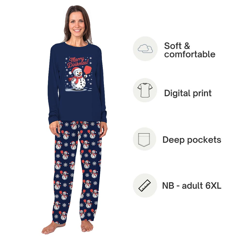 Funny Snowman Playing Pickleball Plus Size Christmas Pajamas Funny Snowman Playing Pickleball Plus Size Christmas Pajamas