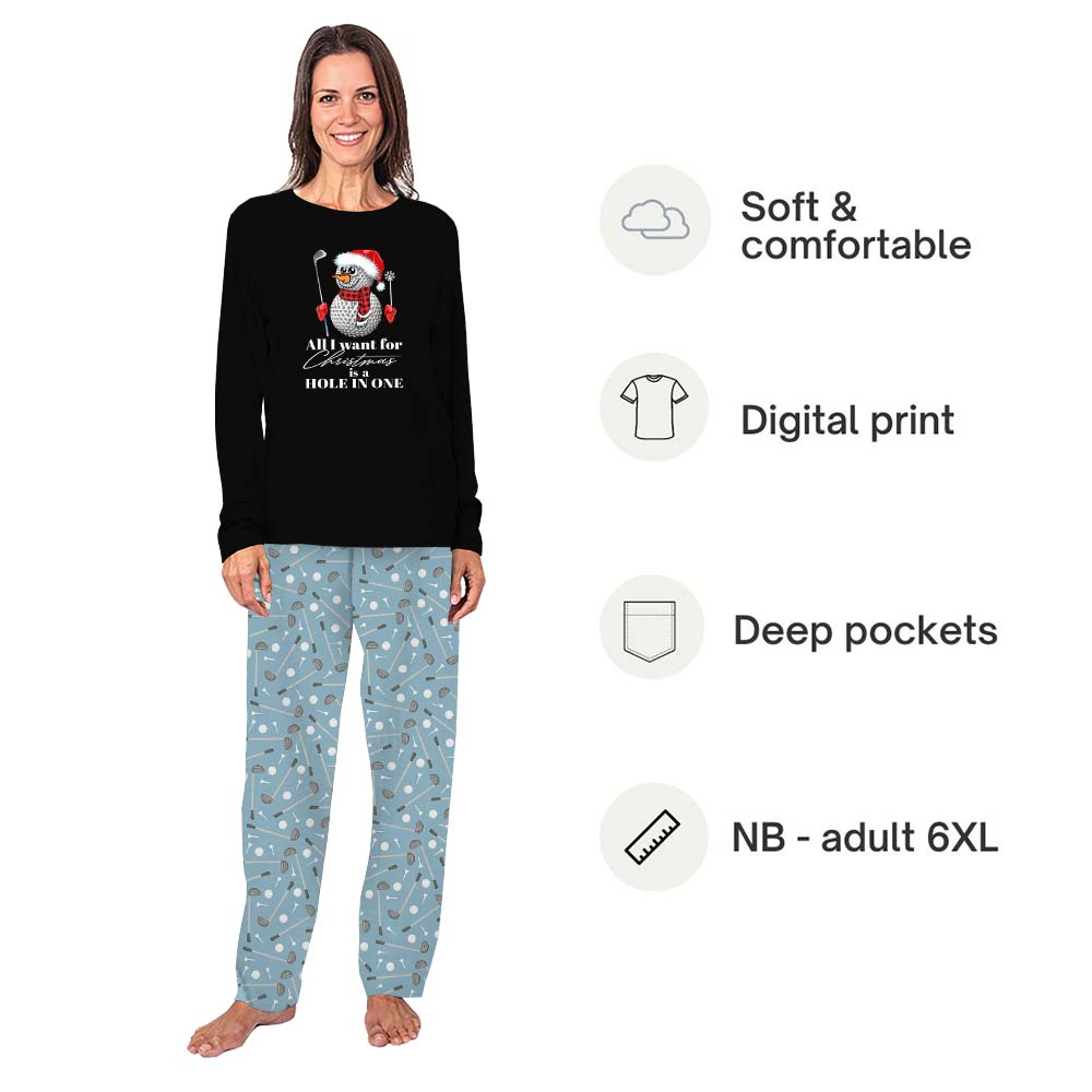 Golfball Snowman Funny Matching Family Christmas Pajamas