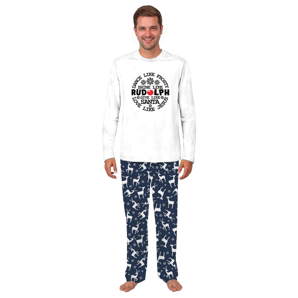 Navy Shine Like Rudolph Quote Xmas Jammies For Family Navy Shine Like Rudolph Quote Xmas Jammies For Family