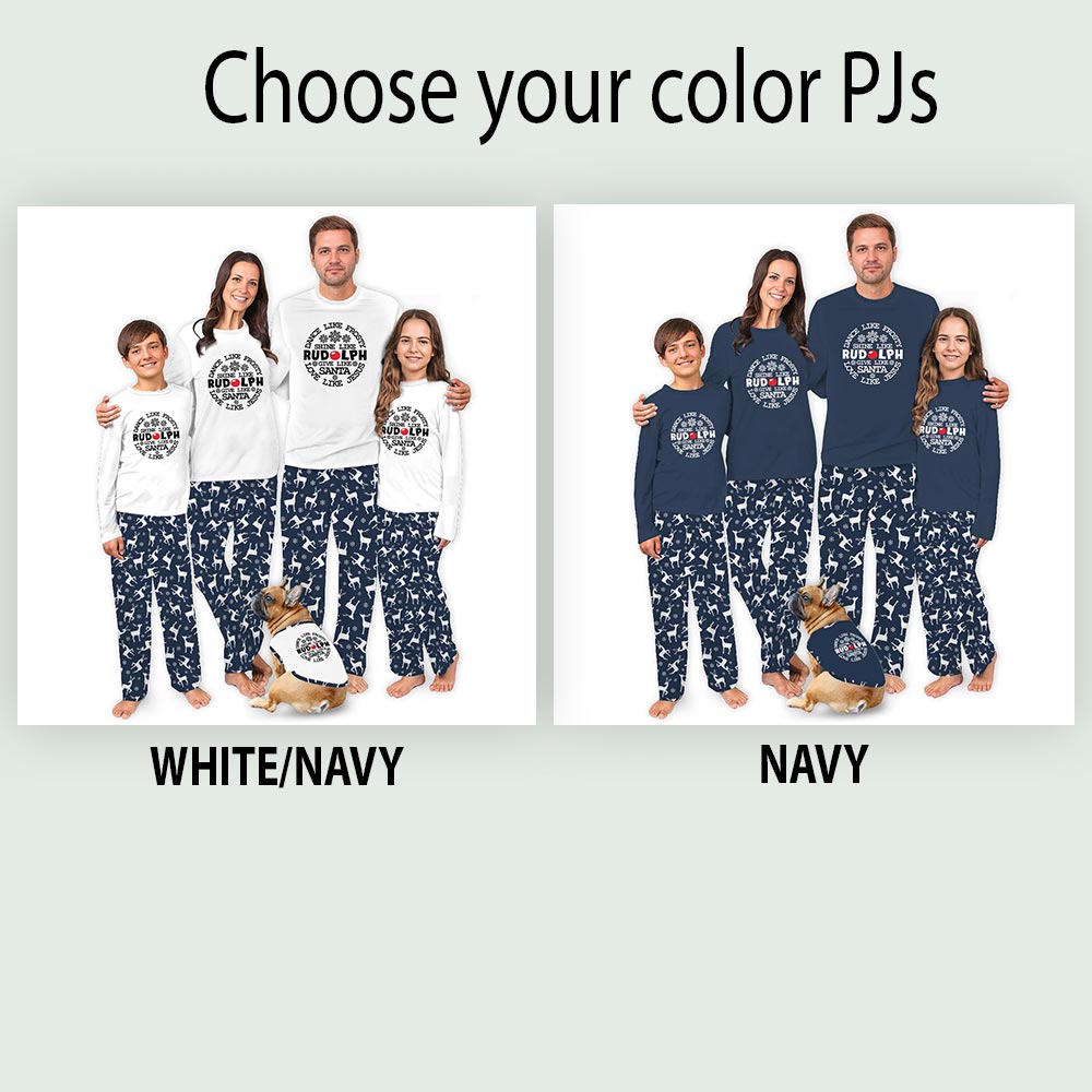 Navy Shine Like Rudolph Quote Xmas Jammies For Family Navy Shine Like Rudolph Quote Xmas Jammies For Family