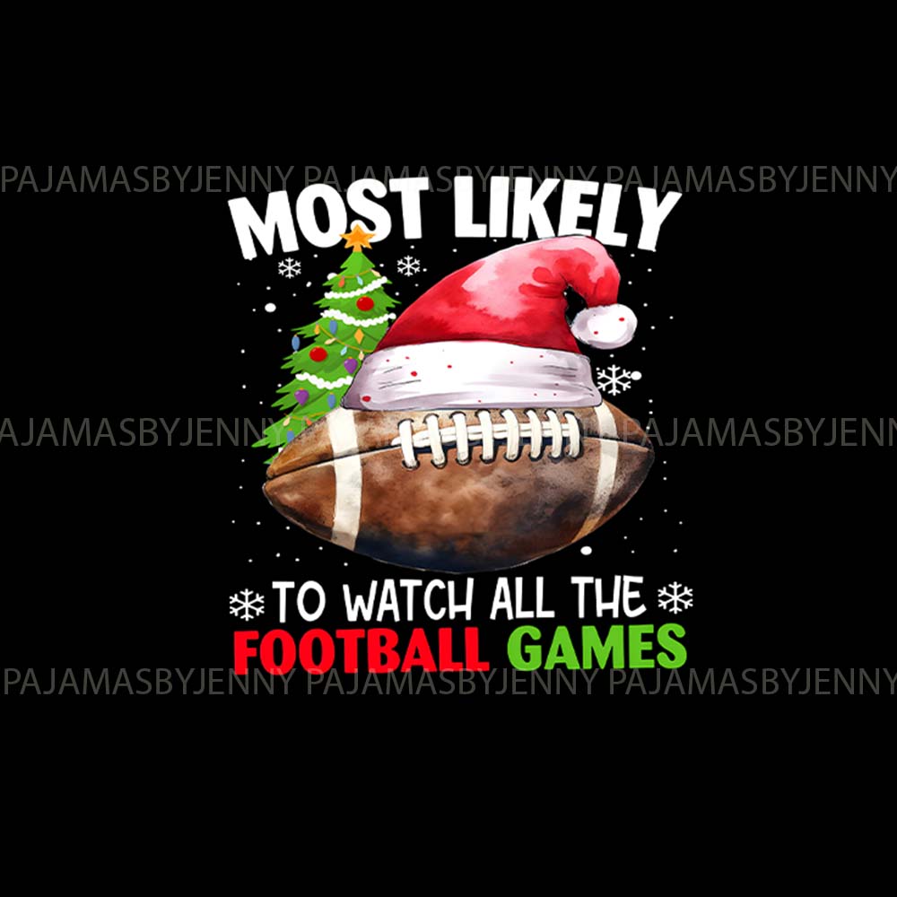 Most Likely To American Football Matching Family Christmas Pajamas And Dog Most Likely To American Football Matching Family Christmas Pajamas And Dog