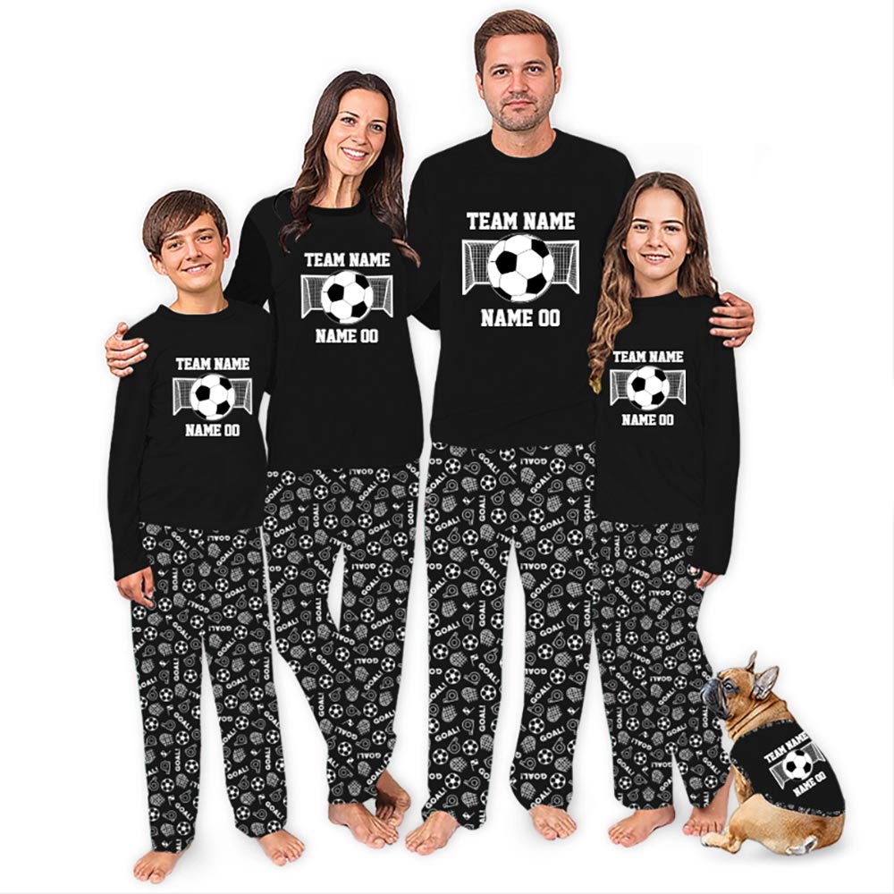 Soccer Goal with Name and Number Custom Christmas Pj Outfits Soccer Goal with Name and Number Custom Christmas Pj Outfits