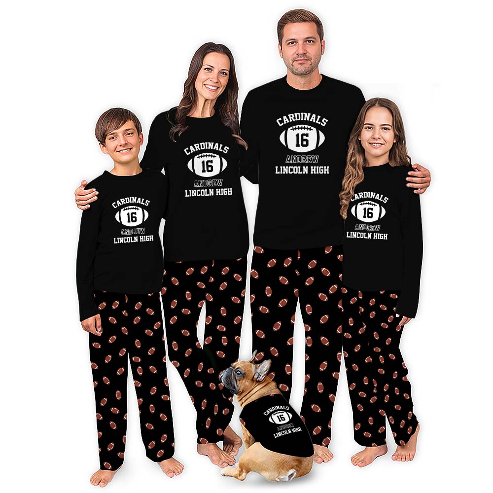 Custom American Football Matching Christmas Pajamas With Live Preview Custom American Football Matching Christmas Pajamas With Live Preview
