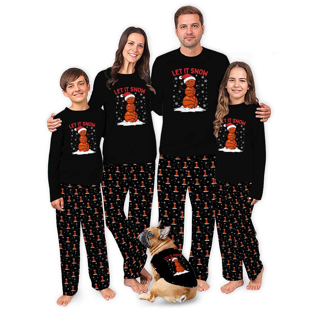 Basketball Snowman Cool Matching Christmas Pajamas