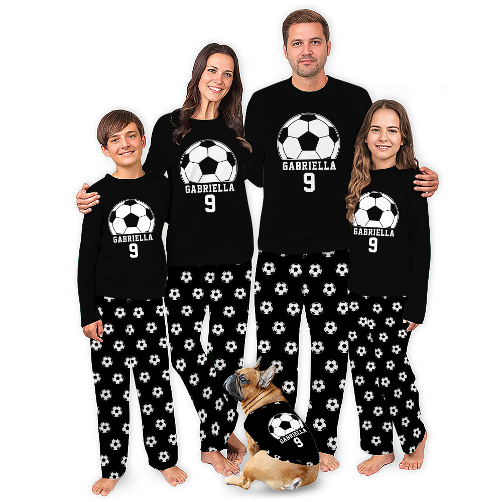 Personalized Soccer Xmas Pjs With Name and Number For Team Personalized Soccer Xmas Pjs With Name and Number For Team