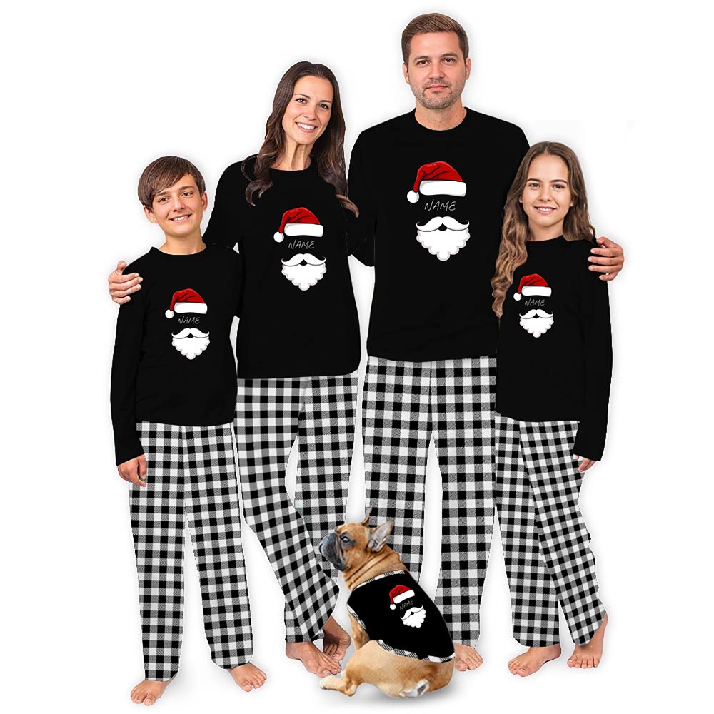 Black Santa Clause Matching Christmas Outfits with Name Custom