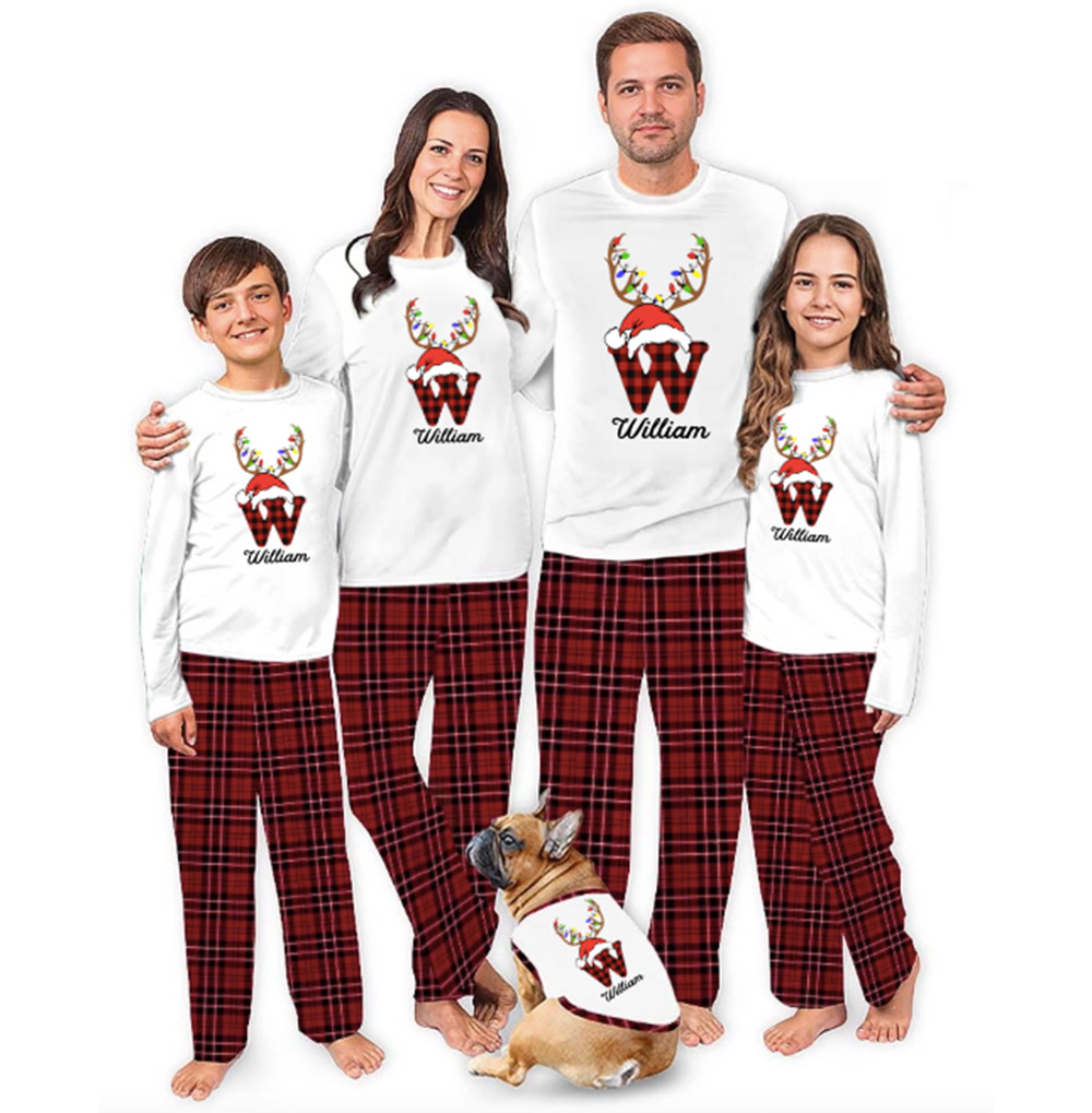 Personalized Monogrammed Red Plaid Christmas Pajamas Personalized Monogrammed Red Plaid Christmas Pajamas