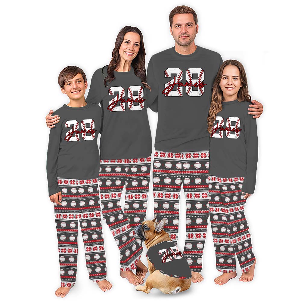 Grey Customizable Ugly Christmas Baseball Pajamas With Live Preview Grey Customizable Ugly Christmas Baseball Pajamas With Live Preview