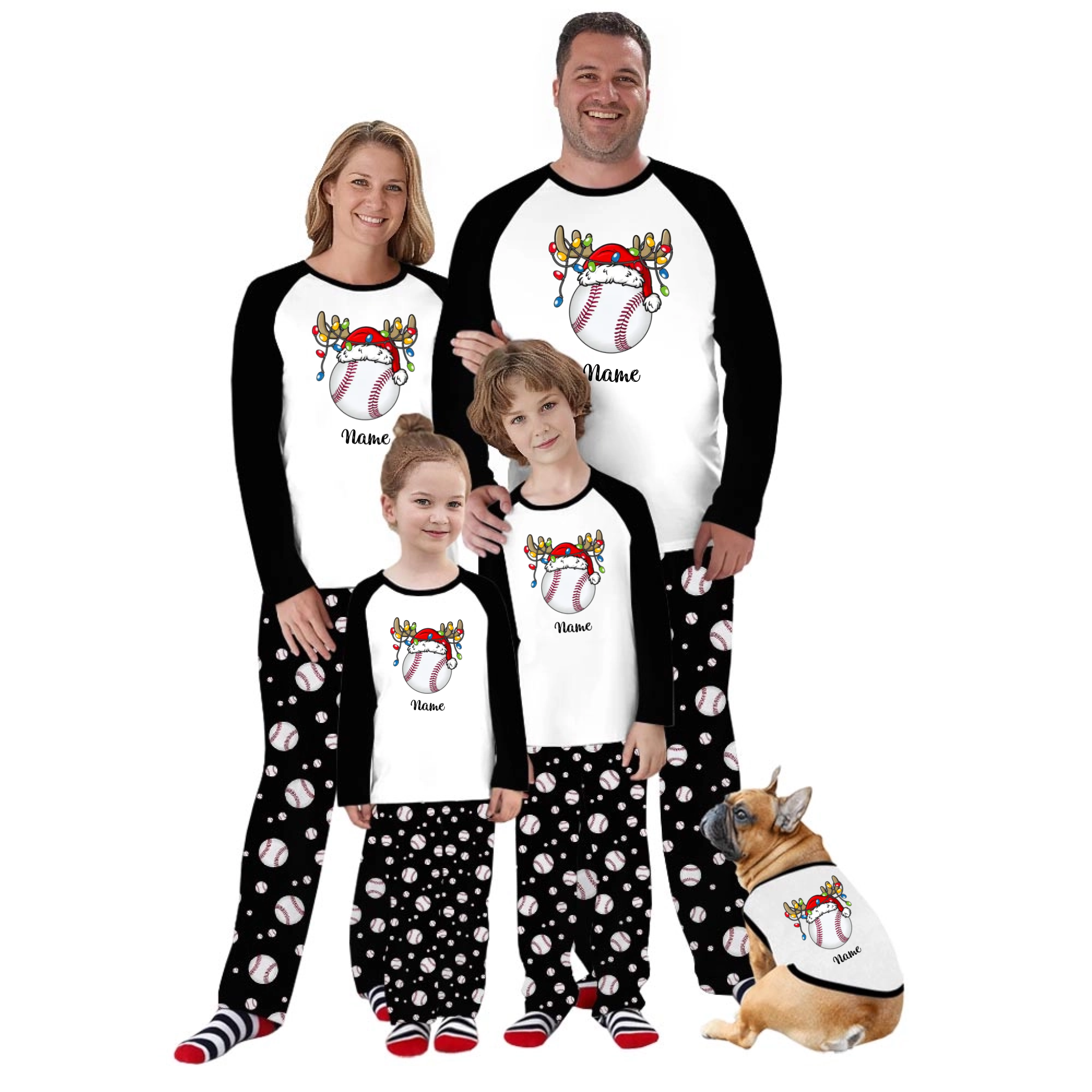Cute Reindeer Baseball with Name Custom Christmas Pajamas Cute Reindeer Baseball with Name Custom Christmas Pajamas